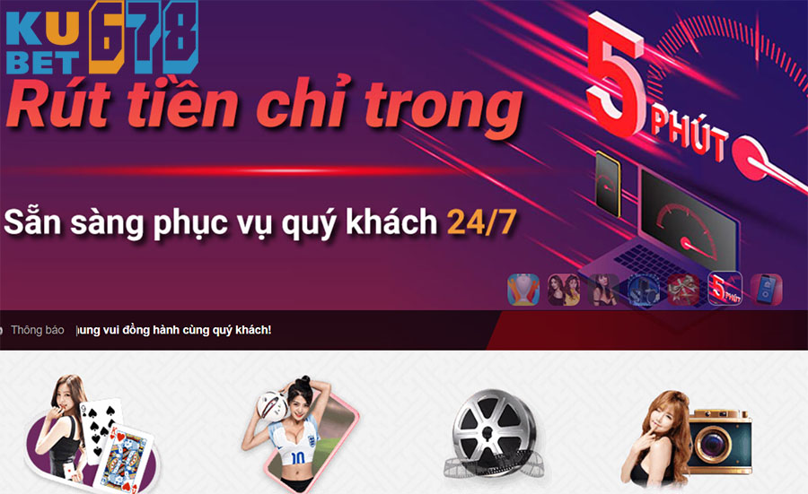 Kubet rút tiền nhanh chóng trong 5 phút